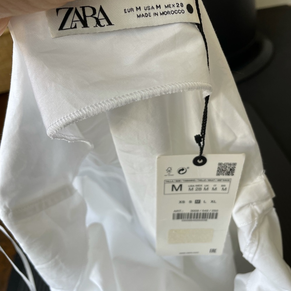One shoulder Zara asymmetrical poplin top